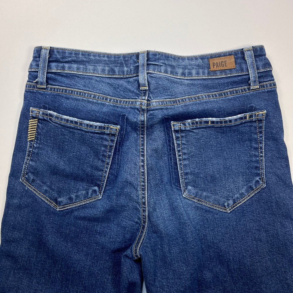 PAIGE Jacqueline Straight Jeans Size 28 Domino Blue High Rise Raw Hem Denim - Picture 12 of 12